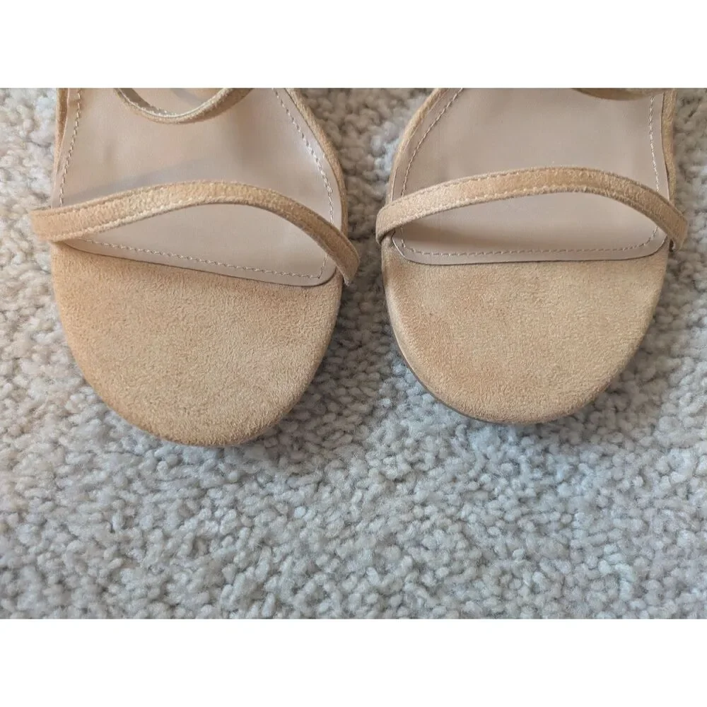 NWOT Lulus Linnett Tan Strappy Statement Bubble Pearl Heel Sandals Sz 10